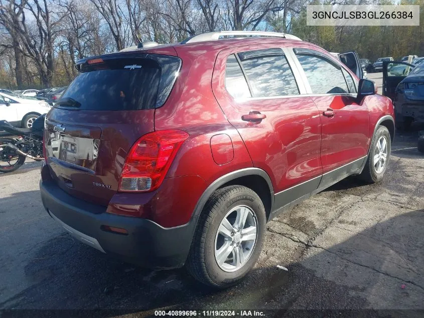 2016 Chevrolet Trax Lt VIN: 3GNCJLSB3GL266384 Lot: 40899696