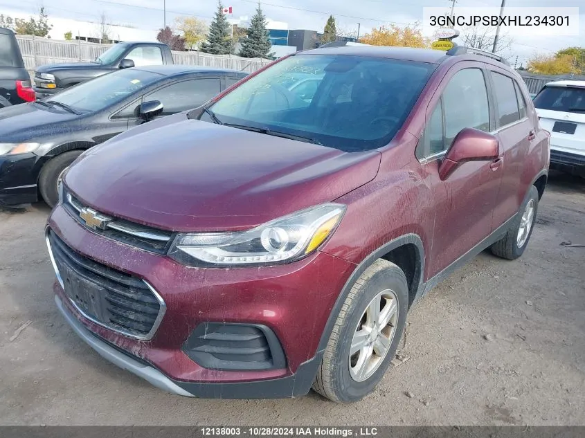 2017 Chevrolet Trax VIN: 3GNCJPSBXHL234301 Lot: 12138003