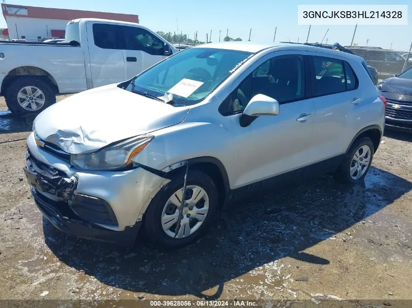 2017 Chevrolet Trax Ls VIN: 3GNCJKSB3HL214328 Lot: 39628056