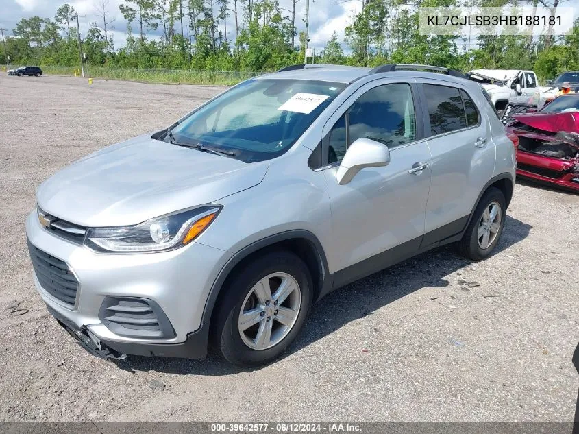 2017 Chevrolet Trax Lt VIN: KL7CJLSB3HB188181 Lot: 39642577