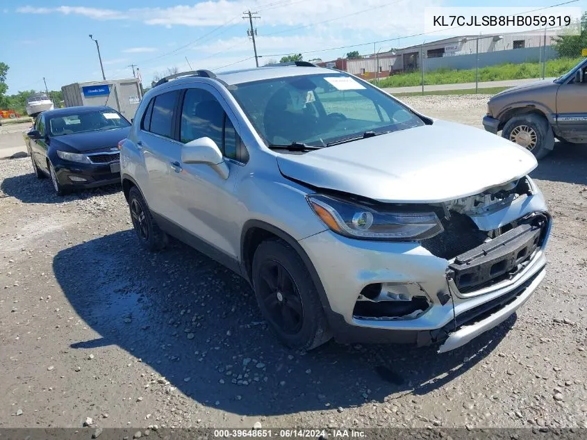 2017 Chevrolet Trax Lt VIN: KL7CJLSB8HB059319 Lot: 40289862