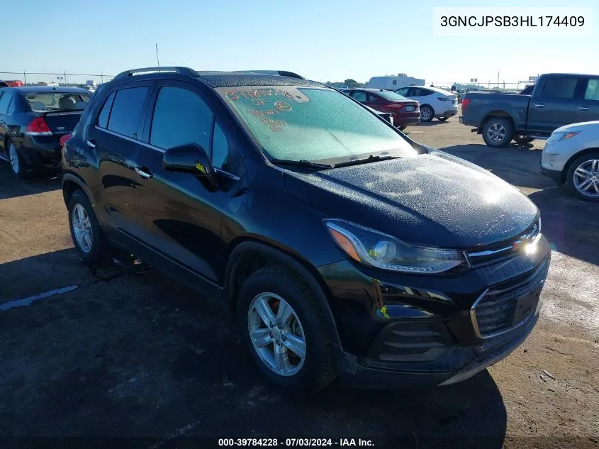 2017 Chevrolet Trax Lt VIN: 3GNCJPSB3HL174409 Lot: 39784228