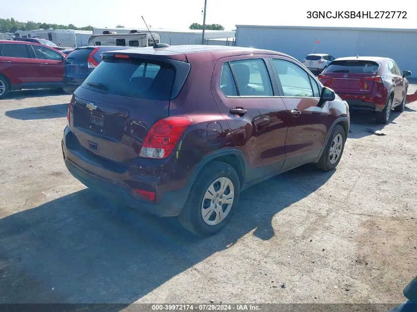 2017 Chevrolet Trax Ls VIN: 3GNCJKSB4HL272772 Lot: 39972174