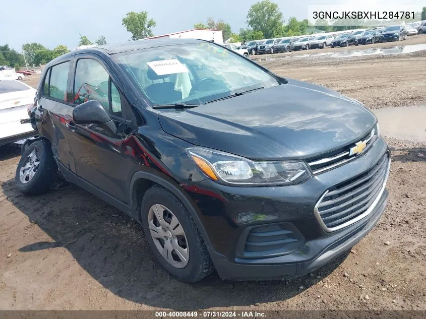 2017 Chevrolet Trax Ls VIN: 3GNCJKSBXHL284781 Lot: 40008449