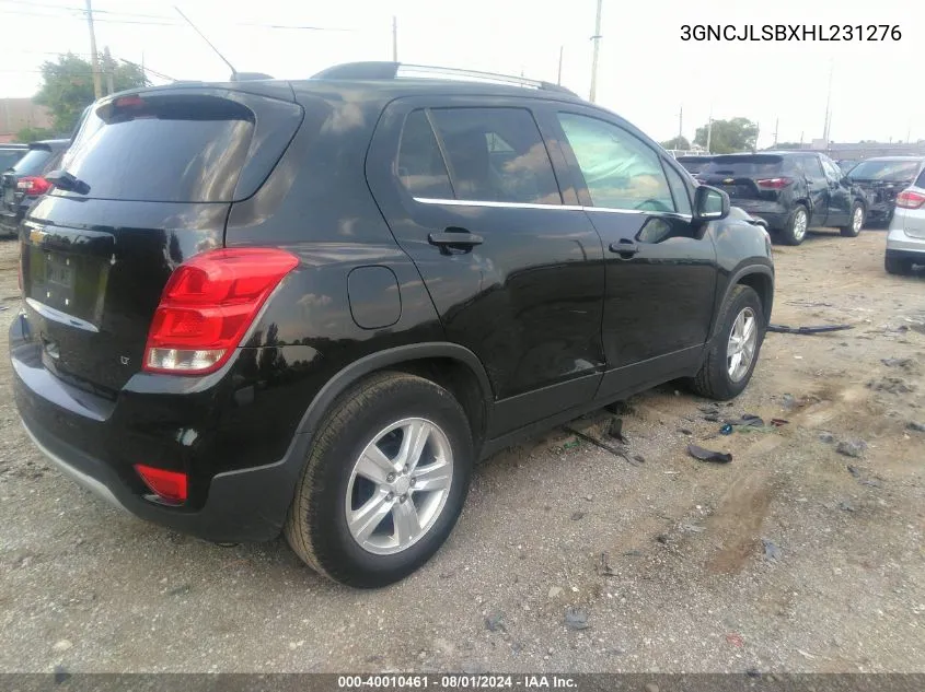 2017 Chevrolet Trax Lt VIN: 3GNCJLSBXHL231276 Lot: 40010461