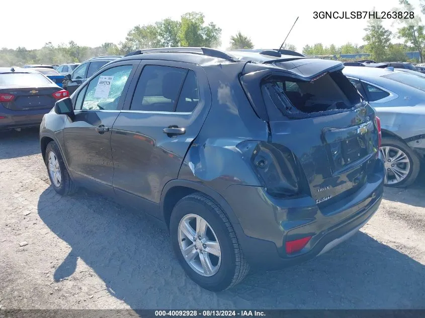 2017 Chevrolet Trax 1Lt VIN: 3GNCJLSB7HL263828 Lot: 40092928