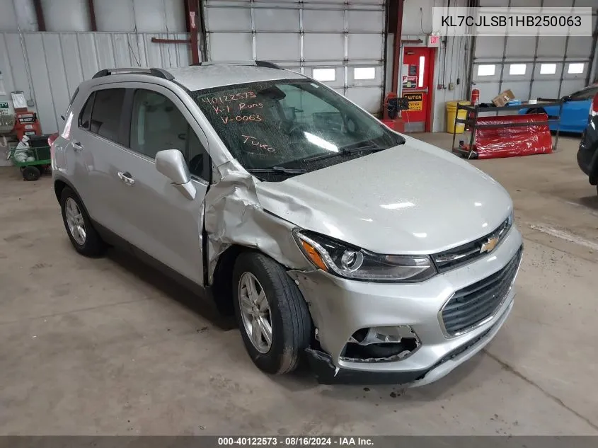 2017 Chevrolet Trax Lt VIN: KL7CJLSB1HB250063 Lot: 40122573