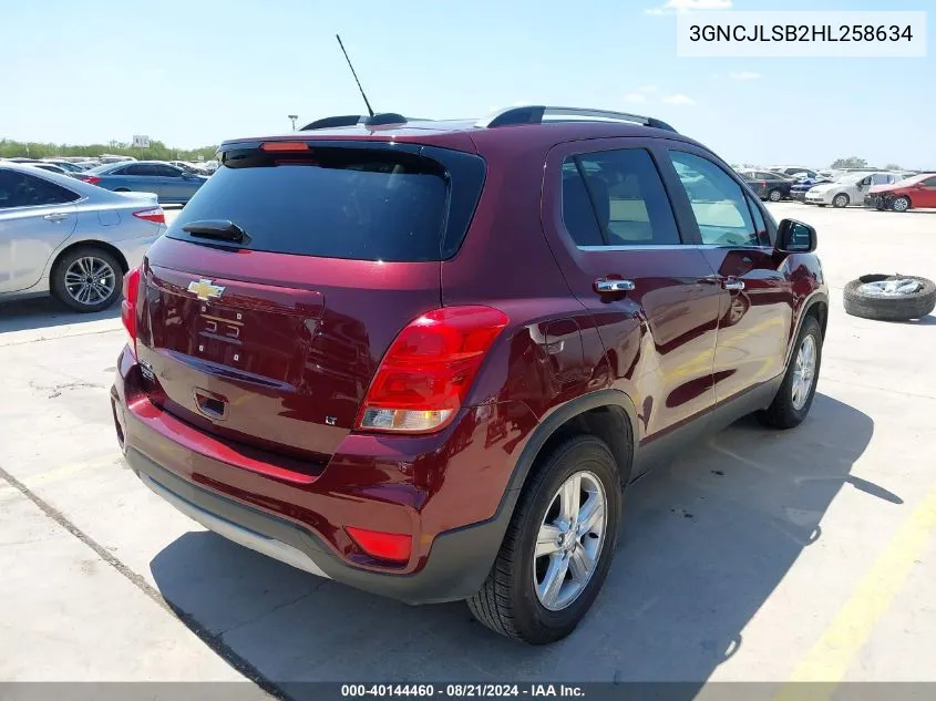 2017 Chevrolet Trax Lt VIN: 3GNCJLSB2HL258634 Lot: 40144460