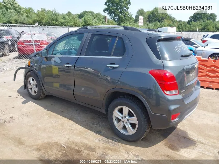 KL7CJLSB0HB234081 2017 Chevrolet Trax Lt