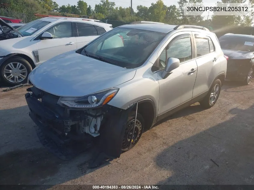 2017 Chevrolet Trax Lt VIN: 3GNCJPSB2HL205312 Lot: 40194383