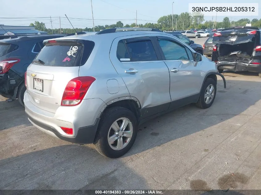 2017 Chevrolet Trax Lt VIN: 3GNCJPSB2HL205312 Lot: 40194383