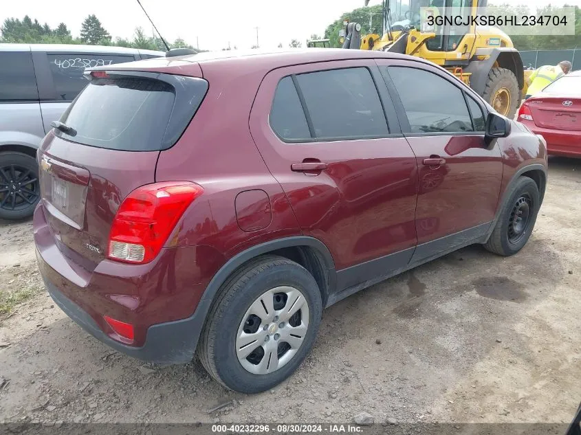 2017 Chevrolet Trax Ls VIN: 3GNCJKSB6HL234704 Lot: 40232296