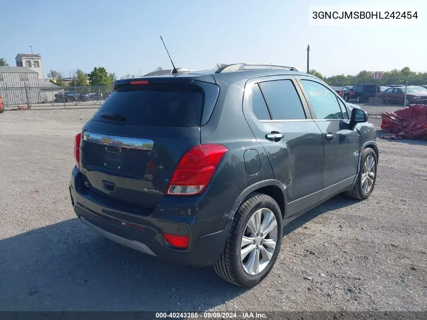 2017 Chevrolet Trax Premier VIN: 3GNCJMSB0HL242454 Lot: 40243385