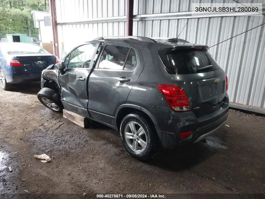 2017 Chevrolet Trax Lt VIN: 3GNCJLSB3HL280089 Lot: 40275671