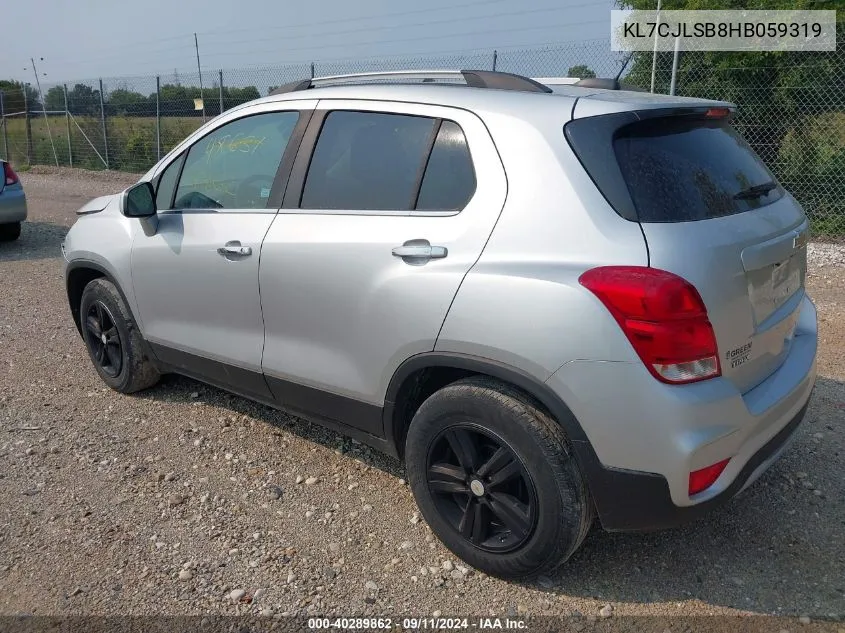 2017 Chevrolet Trax Lt VIN: KL7CJLSB8HB059319 Lot: 40289862