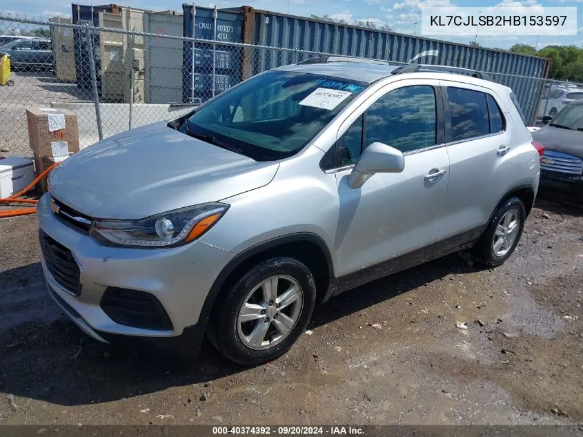 2017 Chevrolet Trax Lt VIN: KL7CJLSB2HB153597 Lot: 40374392