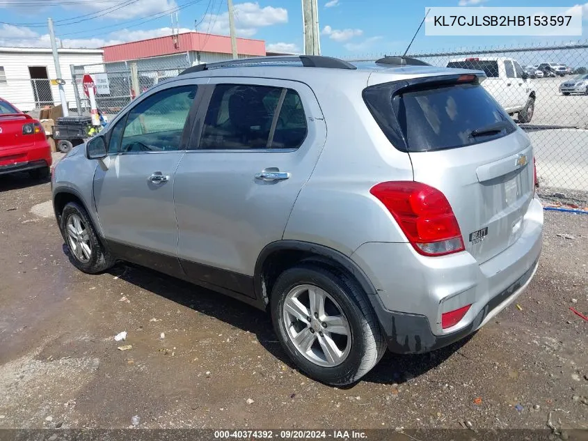 2017 Chevrolet Trax Lt VIN: KL7CJLSB2HB153597 Lot: 40374392