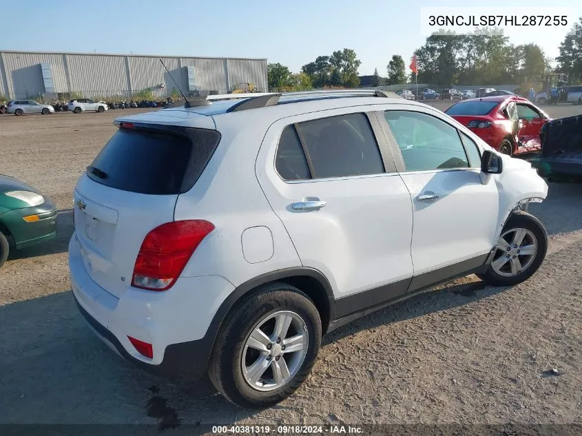 2017 Chevrolet Trax 1Lt VIN: 3GNCJLSB7HL287255 Lot: 40381319