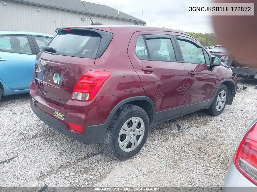 2017 Chevrolet Trax Ls VIN: 3GNCJKSB1HL172872 Lot: 40398613