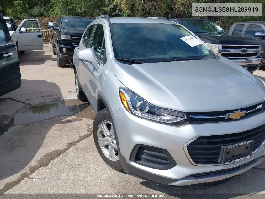 2017 Chevrolet Trax Lt VIN: 3GNCJLSB8HL289919 Lot: 40420646