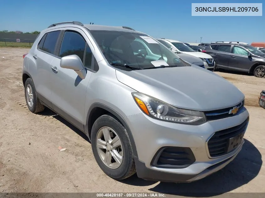 2017 Chevrolet Trax Lt VIN: 3GNCJLSB9HL209706 Lot: 40428187