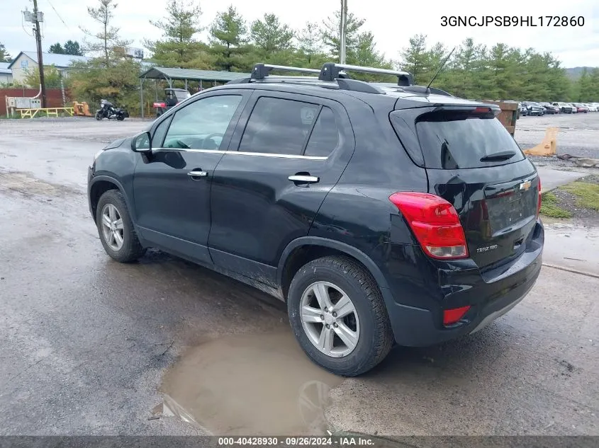 2017 Chevrolet Trax Lt VIN: 3GNCJPSB9HL172860 Lot: 40428930