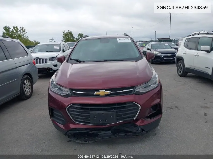 2017 Chevrolet Trax Lt VIN: 3GNCJLSB7HL234359 Lot: 40438712