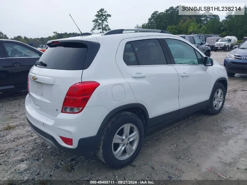 2017 Chevrolet Trax Lt VIN: 3GNCJLSB1HL238214 Lot: 40455711