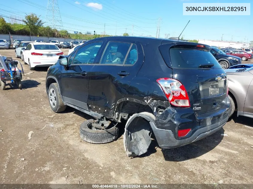 2017 Chevrolet Trax Ls VIN: 3GNCJKSBXHL282951 Lot: 40464818