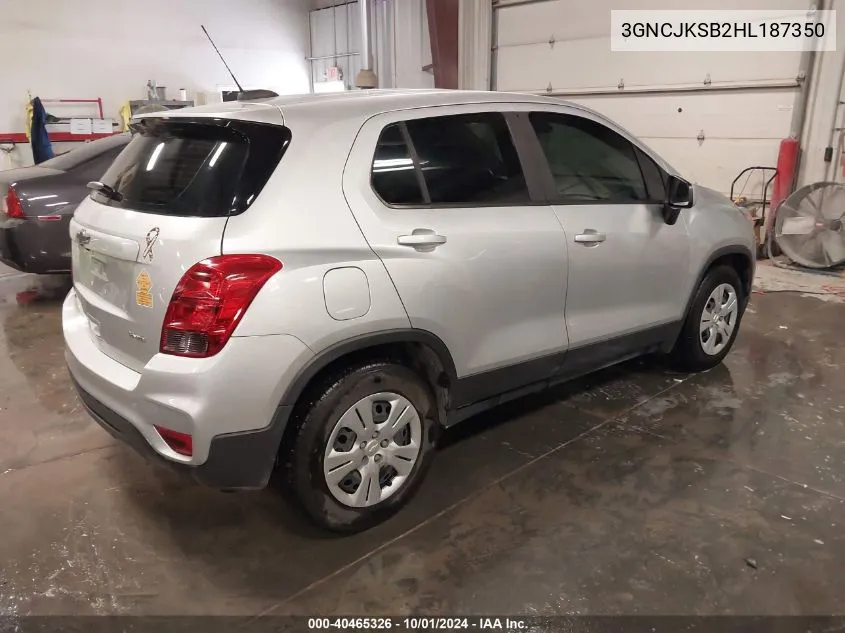 2017 Chevrolet Trax Ls VIN: 3GNCJKSB2HL187350 Lot: 40465326