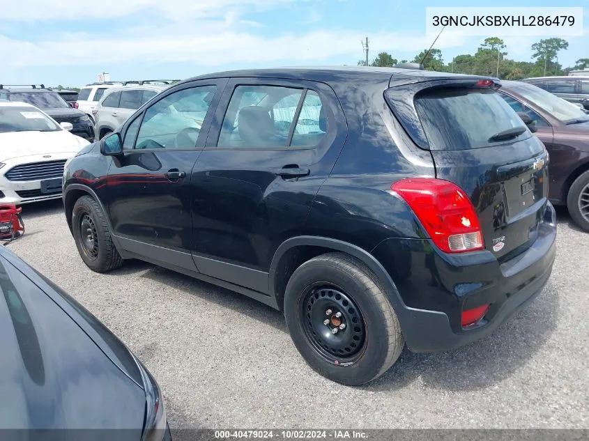 2017 Chevrolet Trax Ls VIN: 3GNCJKSBXHL286479 Lot: 40479024