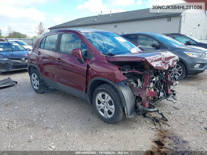 2017 Chevrolet Trax Ls VIN: 3GNCJKSB4HL231008 Lot: 40482502