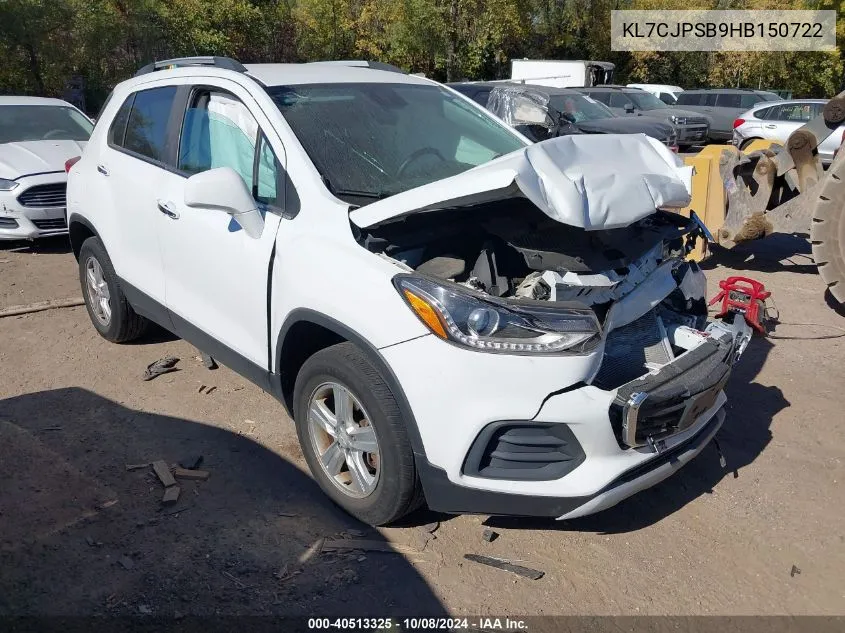 2017 Chevrolet Trax 1Lt VIN: KL7CJPSB9HB150722 Lot: 40513325