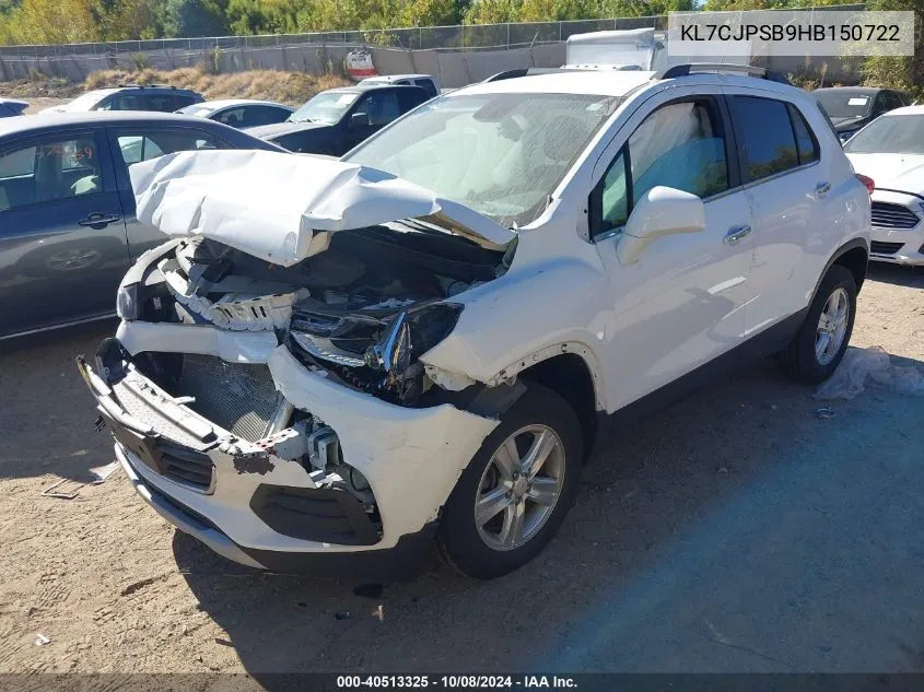 2017 Chevrolet Trax 1Lt VIN: KL7CJPSB9HB150722 Lot: 40513325