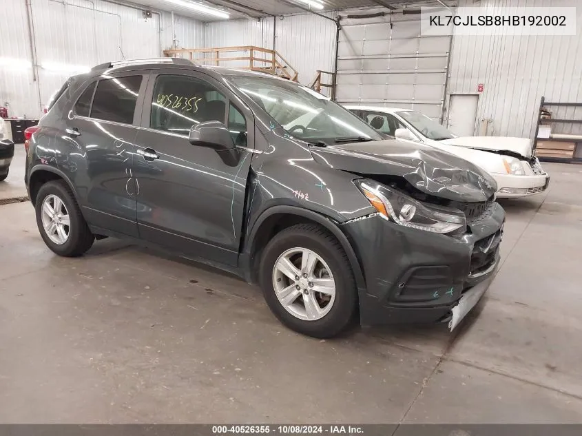 2017 Chevrolet Trax Lt VIN: KL7CJLSB8HB192002 Lot: 40526355