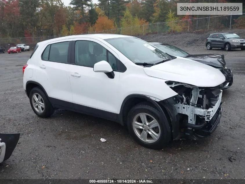 2017 Chevrolet Trax Ls VIN: 3GNCJNSB3HL189559 Lot: 40555724