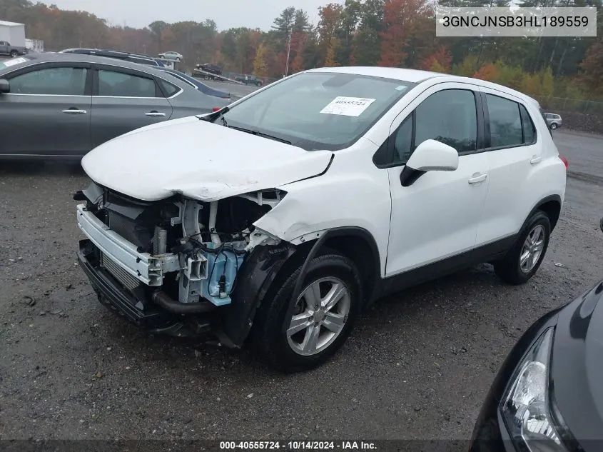 2017 Chevrolet Trax Ls VIN: 3GNCJNSB3HL189559 Lot: 40555724