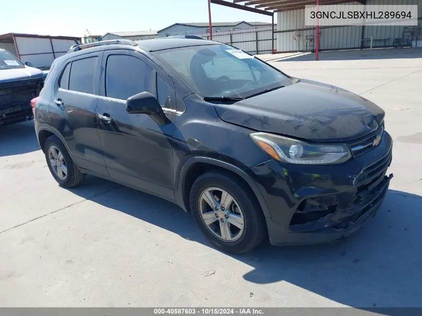 2017 Chevrolet Trax Lt VIN: 3GNCJLSBXHL289694 Lot: 40587603