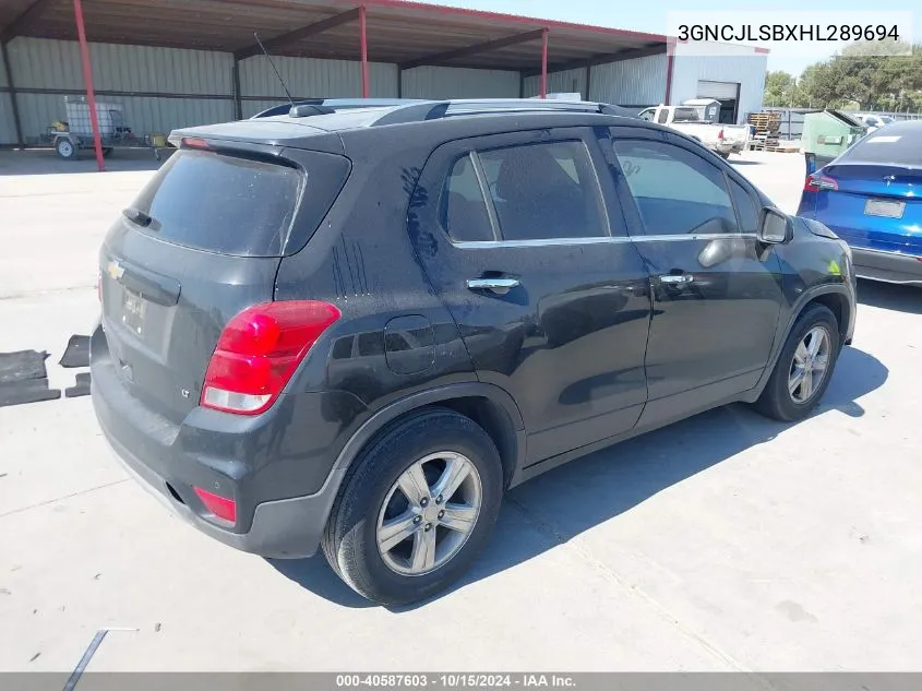 2017 Chevrolet Trax Lt VIN: 3GNCJLSBXHL289694 Lot: 40587603