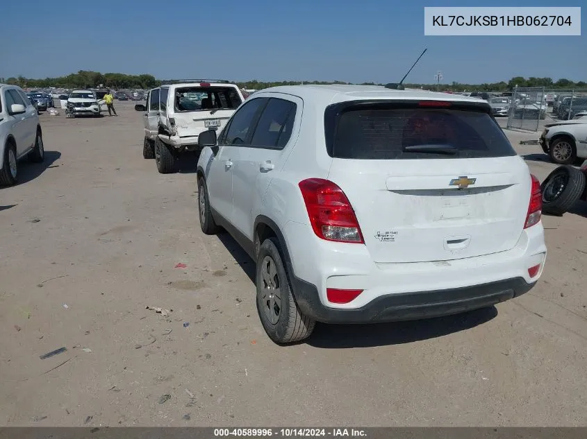 2017 Chevrolet Trax Ls VIN: KL7CJKSB1HB062704 Lot: 40589996