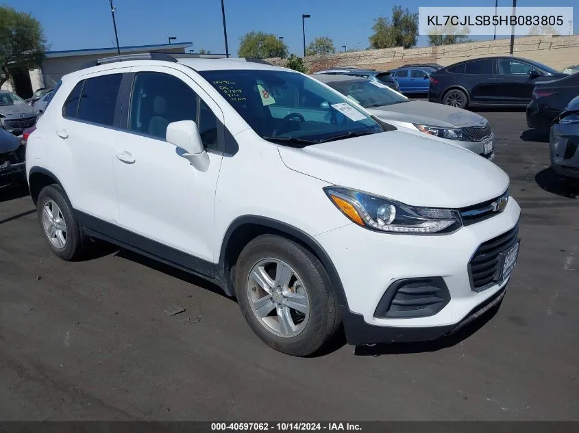 2017 Chevrolet Trax Lt VIN: KL7CJLSB5HB083805 Lot: 40597062