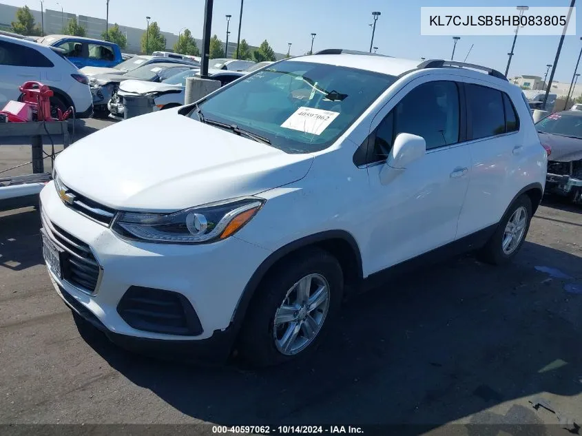 2017 Chevrolet Trax Lt VIN: KL7CJLSB5HB083805 Lot: 40597062