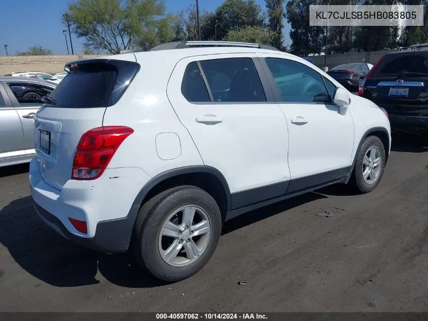 2017 Chevrolet Trax Lt VIN: KL7CJLSB5HB083805 Lot: 40597062