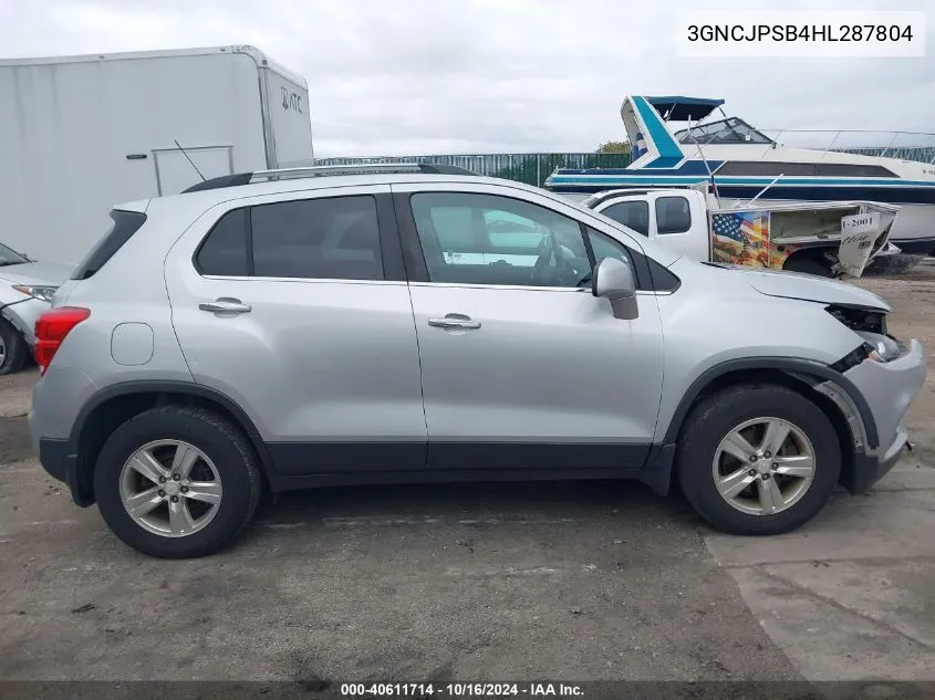 2017 Chevrolet Trax Lt VIN: 3GNCJPSB4HL287804 Lot: 40611714