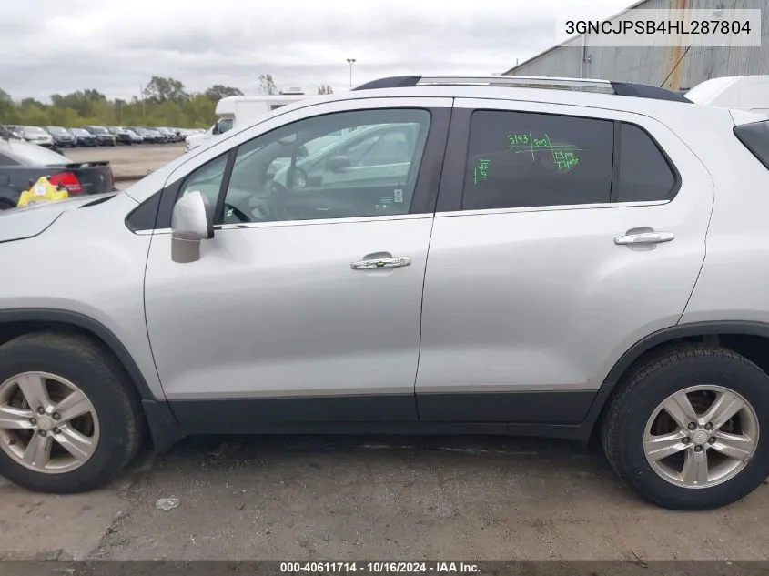 2017 Chevrolet Trax Lt VIN: 3GNCJPSB4HL287804 Lot: 40611714