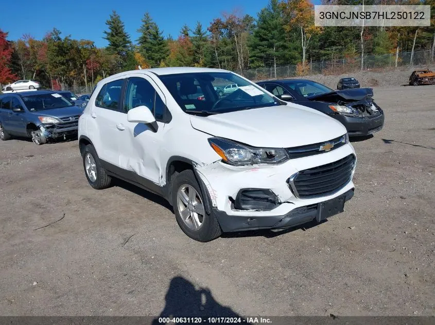 2017 Chevrolet Trax Ls VIN: 3GNCJNSB7HL250122 Lot: 40631120