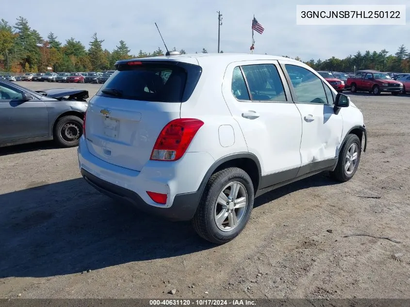 2017 Chevrolet Trax Ls VIN: 3GNCJNSB7HL250122 Lot: 40631120