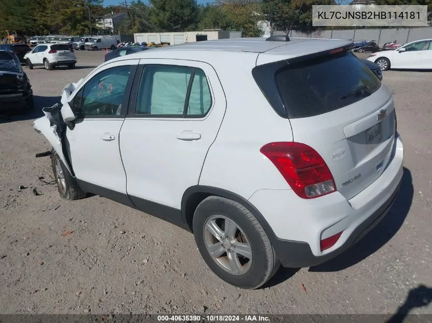 2017 Chevrolet Trax Ls VIN: KL7CJNSB2HB114181 Lot: 40635390