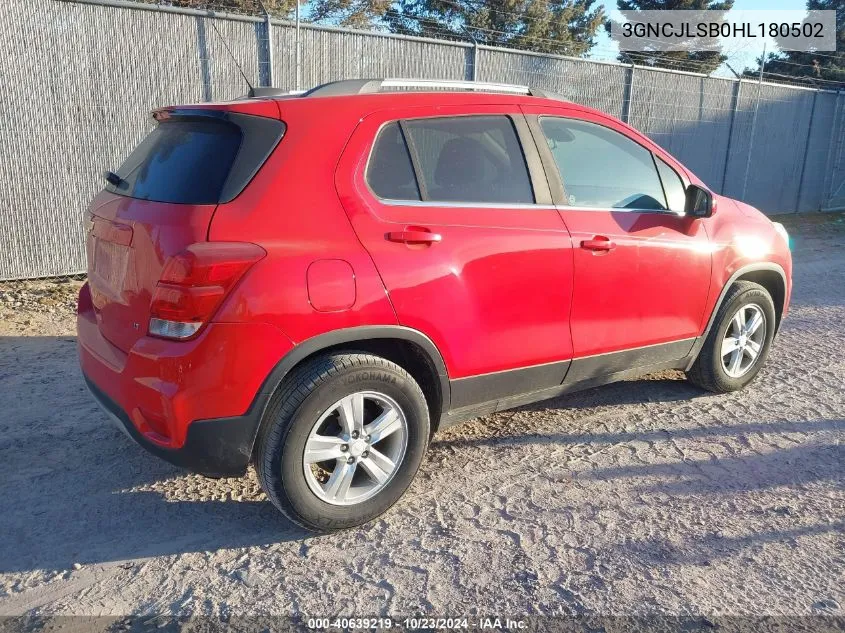 2017 Chevrolet Trax Lt VIN: 3GNCJLSB0HL180502 Lot: 40639219