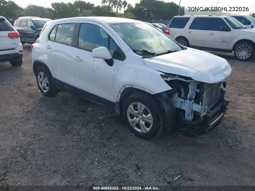 2017 Chevrolet Trax Ls VIN: 3GNCJKSB0HL232026 Lot: 40655302